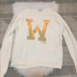 RARE WILDFOX GOLD Font W FOX Crew Neck Sweater